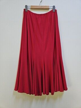 Vintage Joseph Ribkoff Y2K Red Flared Mermaid Midi Skirt Made in Canada Size 14